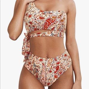 Floral Paisley One Shoulder Highwaisted Bikini